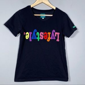 LYFESTYLE Women's Starburst Lyfestyle Black short sleeve T-shirt size S